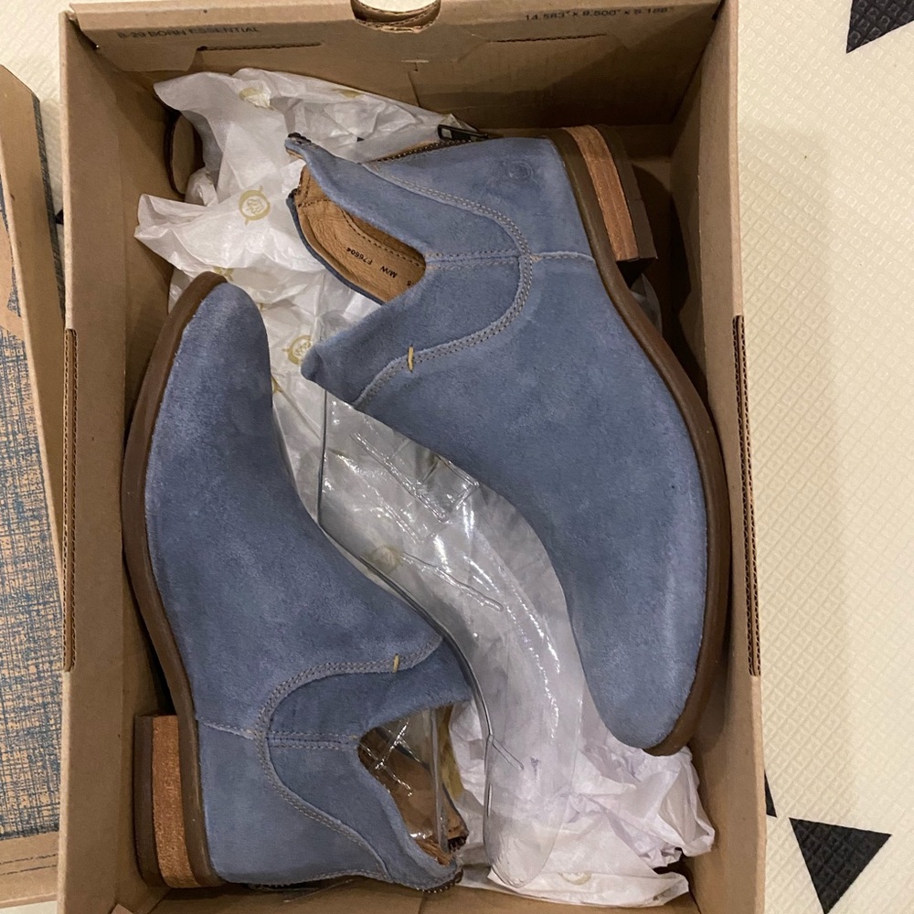 Stylish Blue Suede Ankle Boots